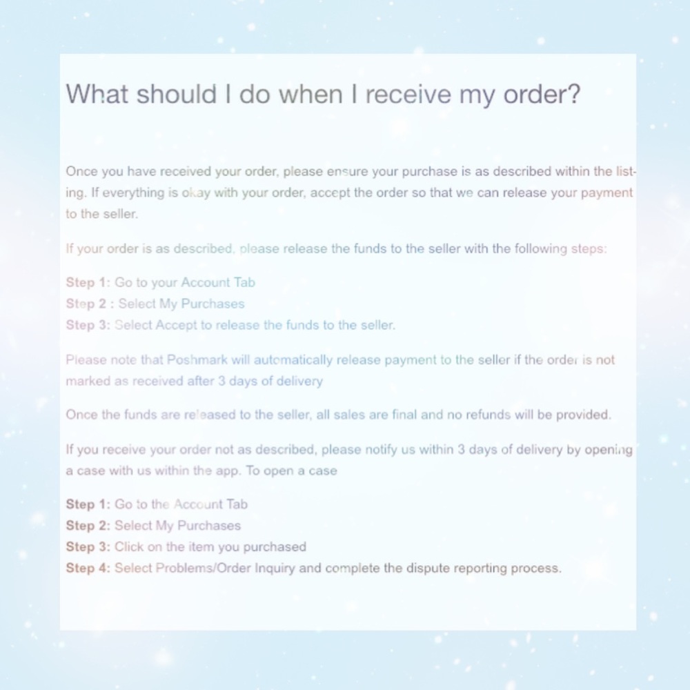 What to do after receiving an item..